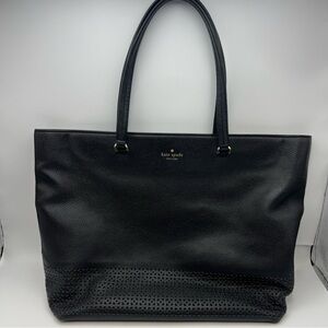 Kate Spade Marjorie Wakefield Tote Purse Hand Bag Black Pebbled Leather Cut Outs